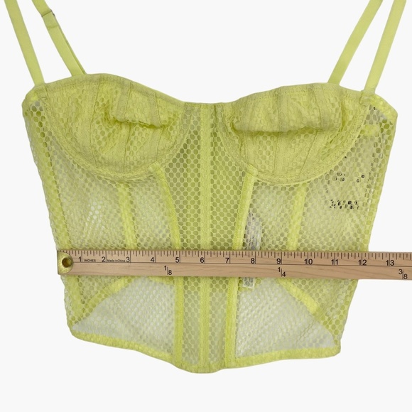 UO Out From Under Modern Love Overdrive Fishnet Mesh Neon Green Corset - Picture 6 of 7